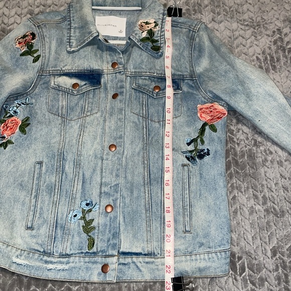 Anthropologie OLIVACEOUS Floral Embroidered Jean Jacket. Size Medium. Cotton. - Picture 11 of 13